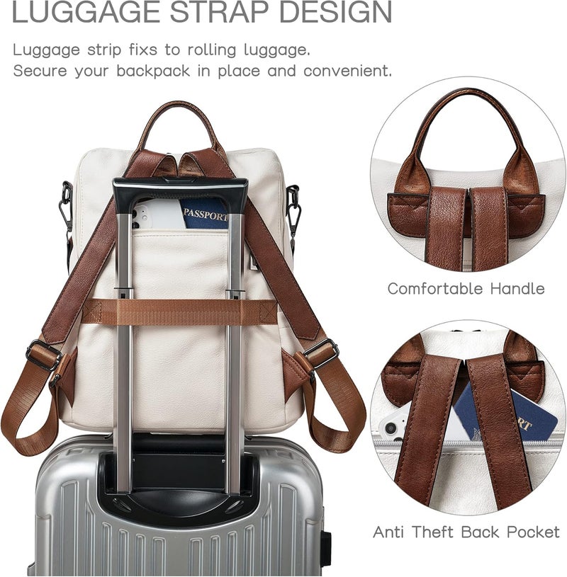 Shrrie Backpack Purse for Women Leather Backpack Fashion Designer Travel Backpack Convertible Shoulder Bag for College Work - Image 2